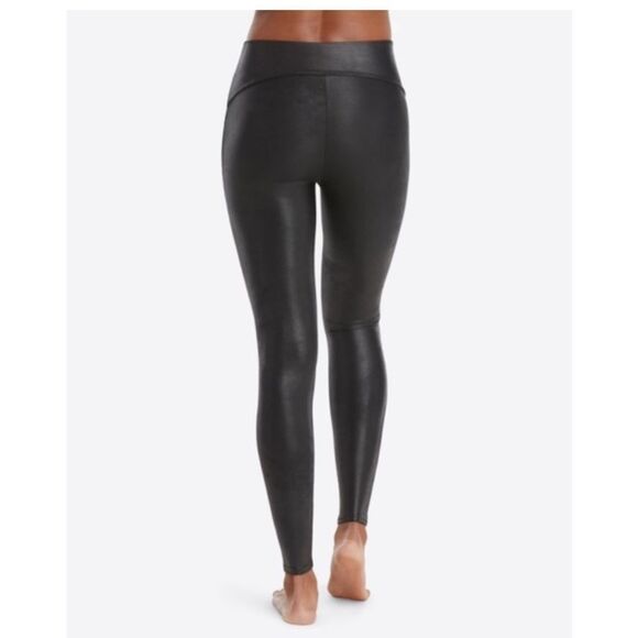 SPANX faux leather sequin black size small petites leggings NWOT - Picture 5 of 13